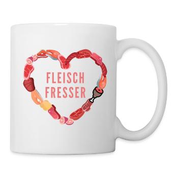 Fleisch Fresser Design Meat Fisch Wurst Herz - Tasse - Weiß - Rechts