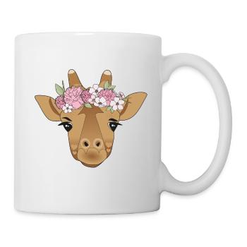 Giraffe flower wreath - Mug - white - Right