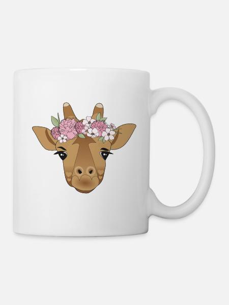 Giraffe Blumenkranz - Tasse - Weiß