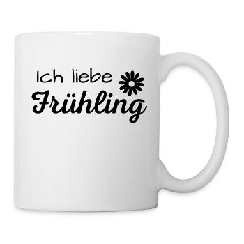 Ich liebe Frühling, Frühjahrsspruch mit Blume - Tasse - Weiß - Rechts