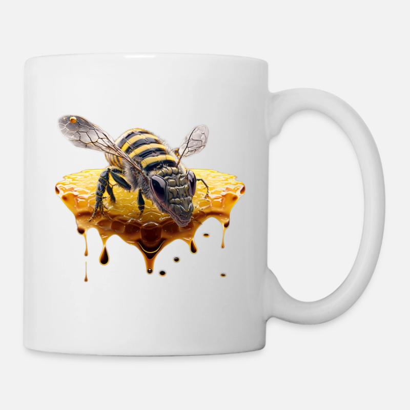 Biene Honig Wabe - Tasse - Weiß