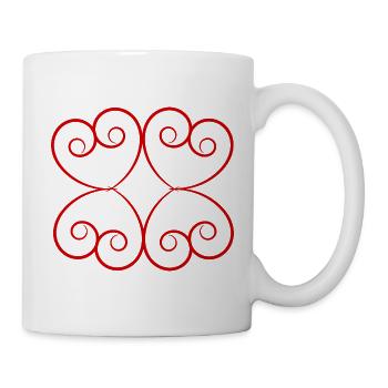 HERZ. HERZ. HEILIGER VALENTINSTAG. LIEBE. LIEBE. HERZ - Tasse - Weiß - Rechts