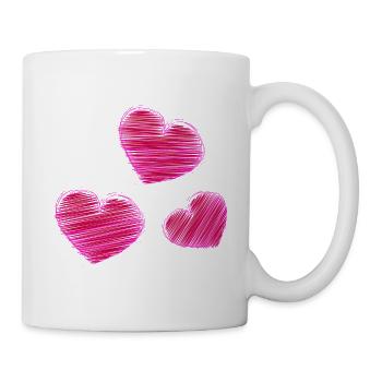 HERZ. HERZ. HEILIGER VALENTINSTAG. LIEBE. LIEBE. WEIHNACHTEN - Tasse - Weiß - Rechts