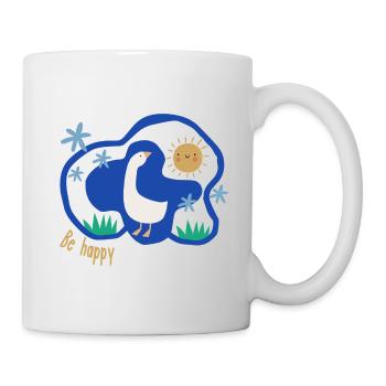 Be Happy | Goose with pond and sun | Boho - Mug - white - Right