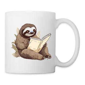 lesendes Faultier liest ein Buch - Tasse - Weiß - Rechts
