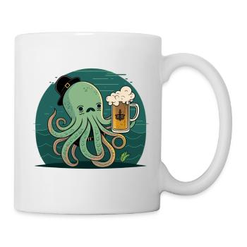Funny sailor octopus with beer - Mug - white - Right