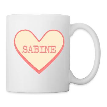 Sabine Surname First name pink sugar heart - Mug - white - Right