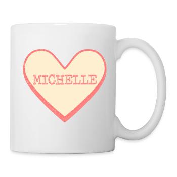 Michelle Name Vorname rosa Zucker Herz - Tasse - Weiß - Rechts