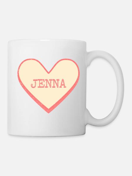 Jenna Name Vorname rosa Zucker Herz - Tasse - Weiß