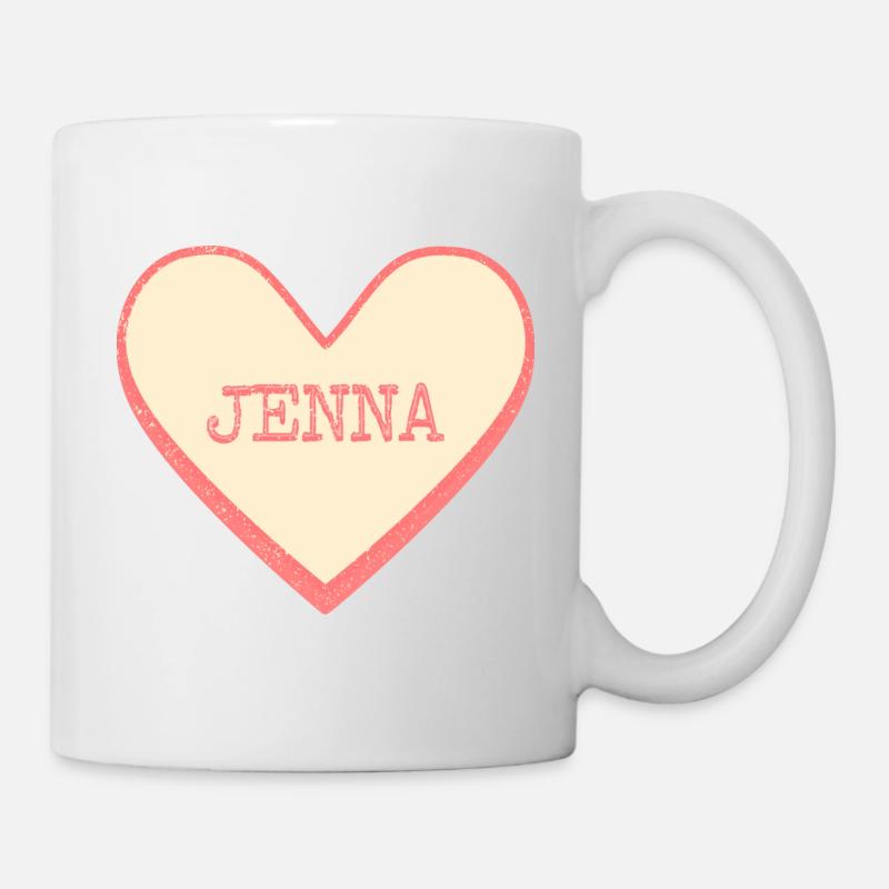 Jenna Name Vorname rosa Zucker Herz - Tasse - Weiß