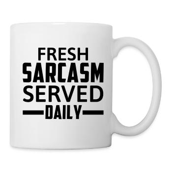 Sarcasme frais servi quotidiennement drôle Dicton - Mug blanc - blanc - Droite