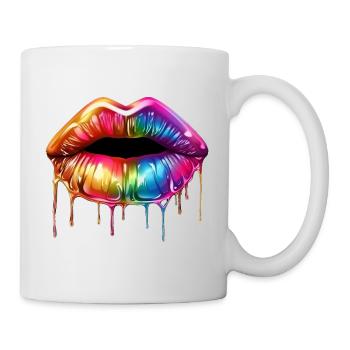 Regenbogen-Lippen - Tasse - Weiß - Rechts