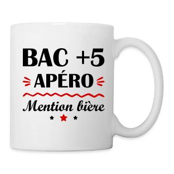 Bac 5 apéro mention bière, fête des pères - Mug blanc - blanc - Droite
