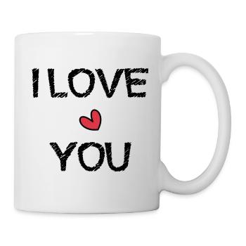 LOVE. SAINT VALENTIN. EVJF. JE T'AIME. I LOVE YOU. - Mug blanc - blanc - Droite
