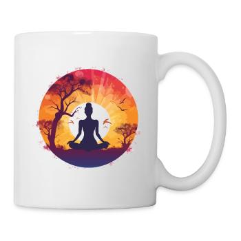 Yoga meditating woman - Mug - white - Right