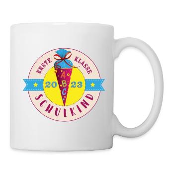 Schulkind 2023 Erste Klasse Label - Tasse - Weiß - Rechts