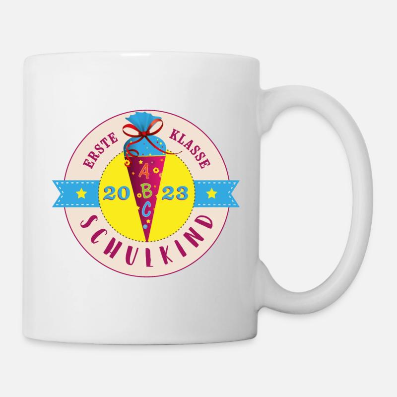 Schulkind 2023 Erste Klasse Label - Tasse - Weiß