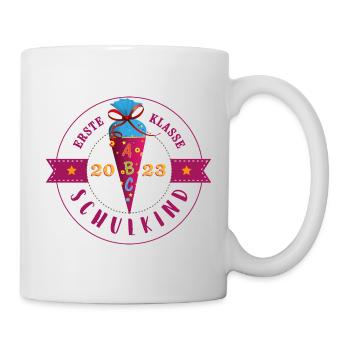 Schulkind 2023 Label Erste Klasse - Tasse - Weiß - Rechts