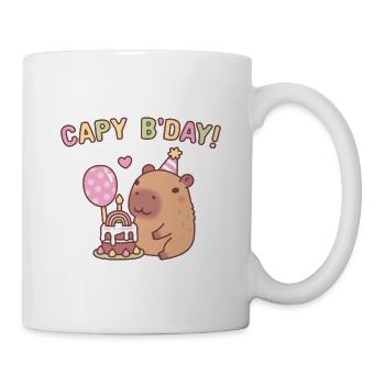 Cute Capybara Rainbow Birthday Cake Capy Bday - Mug - white - Right