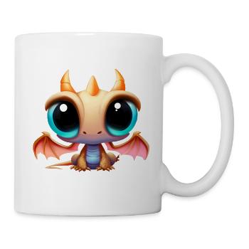 Niedlicher Drache mit großen Augen - Tasse - Weiß - Rechts
