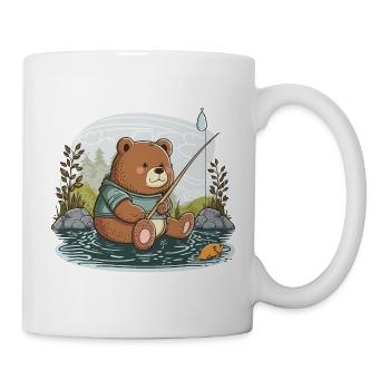 Ours de pêche - Mug blanc - blanc - Droite