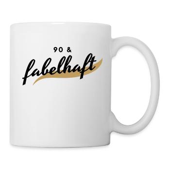 90. Geburtstag, 90 & fabelhaft - Tasse - Weiß - Rechts