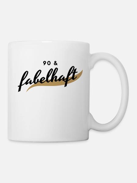 90. Geburtstag, 90 & fabelhaft - Tasse - Weiß