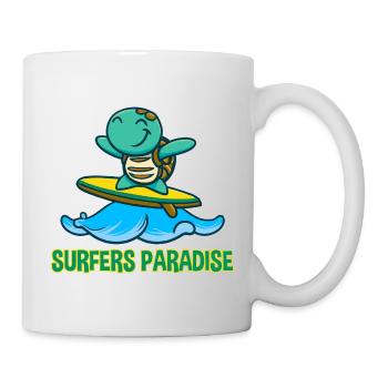 Kawaii Turtle Surfer - Sunglasses and - Mug - white - Right