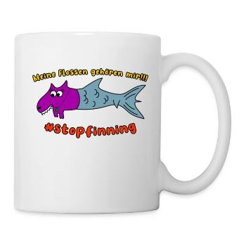 Meine Flossen gehören mir! Stop finning !!! - Tasse - Weiß - Rechts