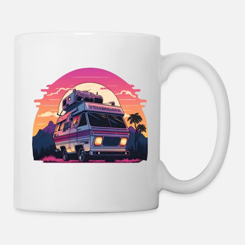Synthwave Camper sunset - Tasse - Weiß