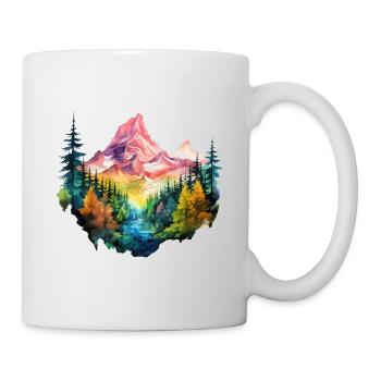 Natur Abenteuer Wildnis Berge Wald Bäume Bunt - Tasse - Weiß - Rechts