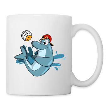 Cute dolphin playing water polo volleyball - Mug - white - Right