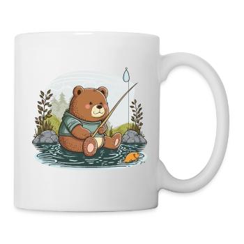 Fischender Bär - Tasse - Weiß - Rechts