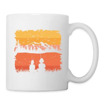 Vatertag Angler Fischen Retro Vintage Papa - Tasse - Weiß - Rechts