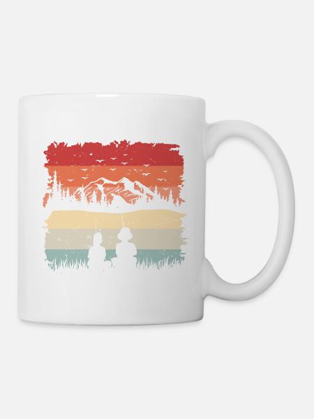 Fête des pères Pêcheur Papa Pêcheur Pêche Rétro - Mug blanc - blanc