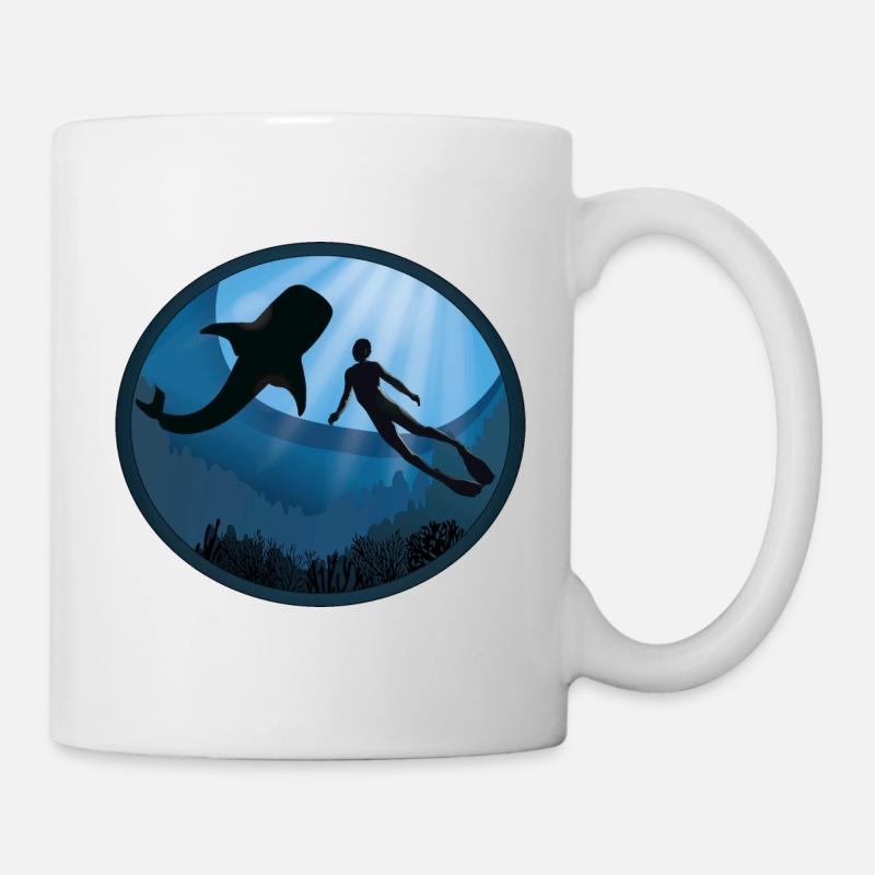 Plongeur avec requin-baleine - Mug blanc - blanc