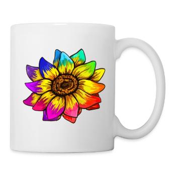 Tournesol aux couleurs de l’arc-en-ciel - Mug blanc - blanc - Droite