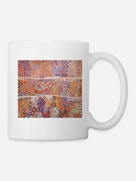 round orange purple aboriginal painting - Mug - white