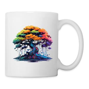 Bunter Bonsai Baum - Tasse - Weiß - Rechts
