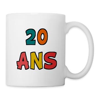 20. 20 ANS. 20e ANNIVERSAIRE. ANNIVERSAIRE 20 ANS. - Mug blanc - blanc - Droite