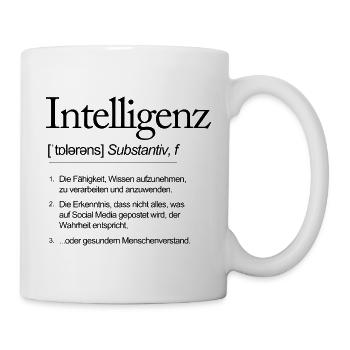 Intelligenz Wortdefinition Wissen Social Media - Tasse - Weiß - Rechts