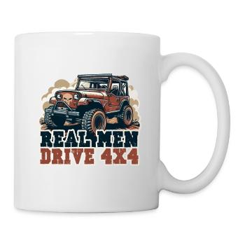 REAL MEN DRIVE 4X4 Fahrzeug - Tasse - Weiß - Rechts