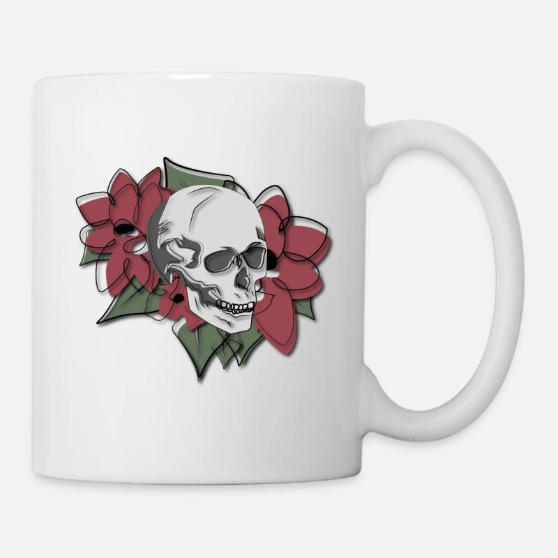 Skull in flowers - Mug - white