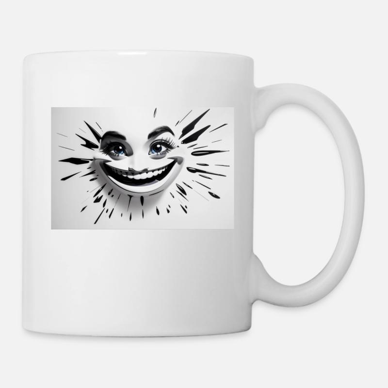 Absolute Reality crazy smile black white - Mug - white
