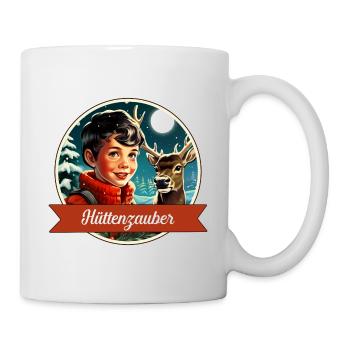 Gemütliches Aufwärmen auf der Alm - Hüttenzauber - Tasse - Weiß - Rechts