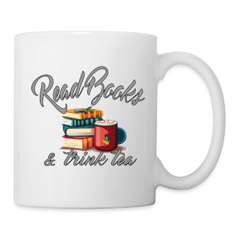 Bibliophile pleasure: drinking tea and reading books - Mug - white - Right