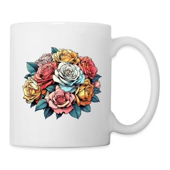 Bouquet roses multicolores - Mug blanc - blanc - Droite