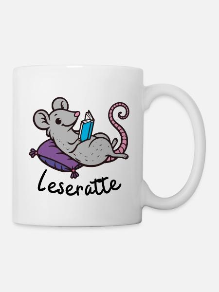 Leseratte - ein Bücherlesender Bibliotheksbewohner - Tasse - Weiß