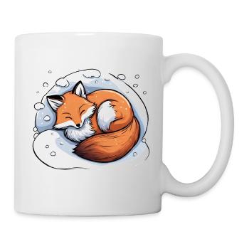 Schlafender Fuchs im Schnee Winter - Tasse - Weiß - Rechts