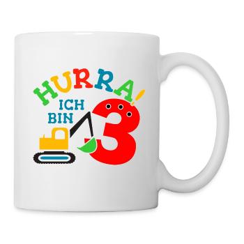 3. Geburstag Bagger - Tasse - Weiß - Rechts